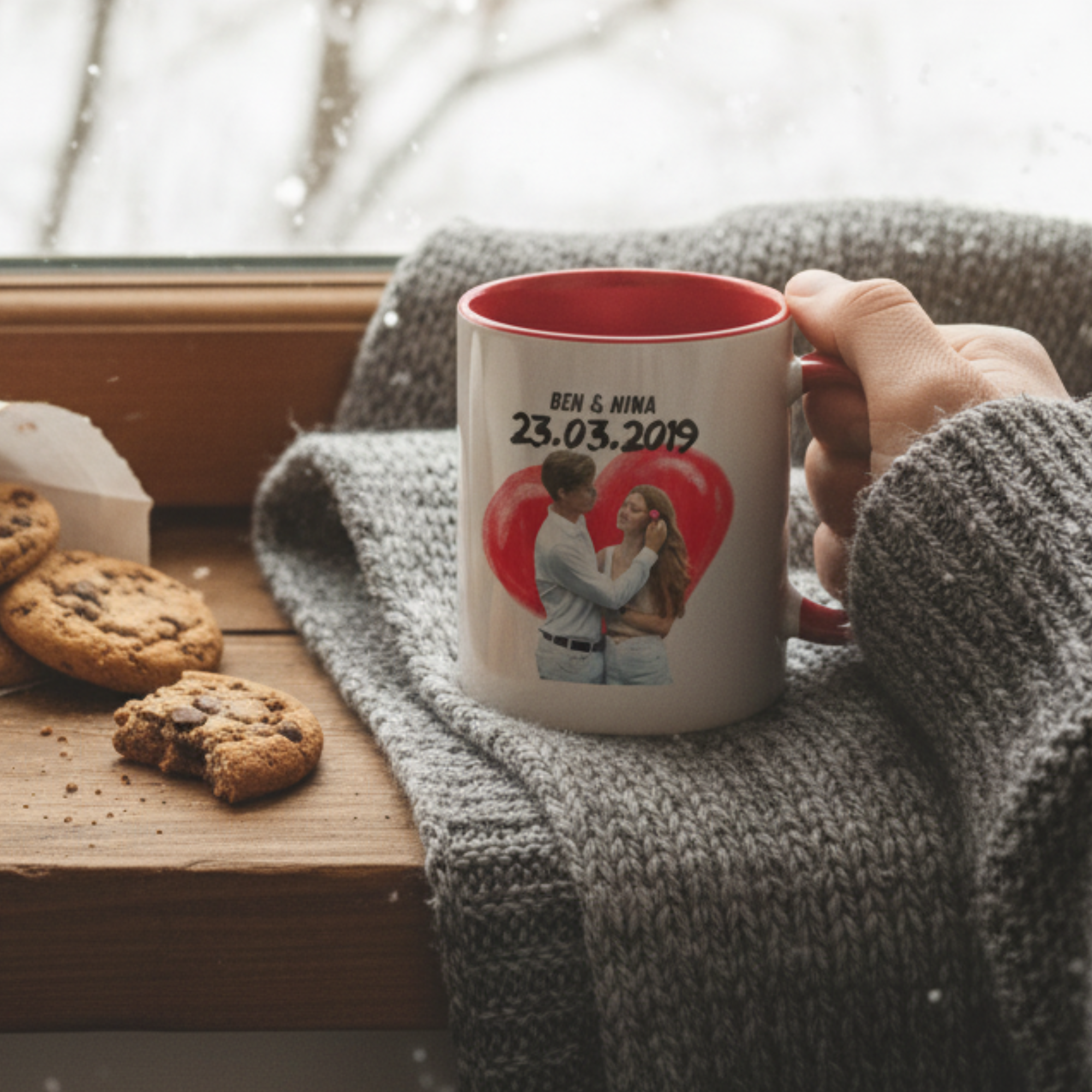 Personalisierte Herzhenkel Tasse