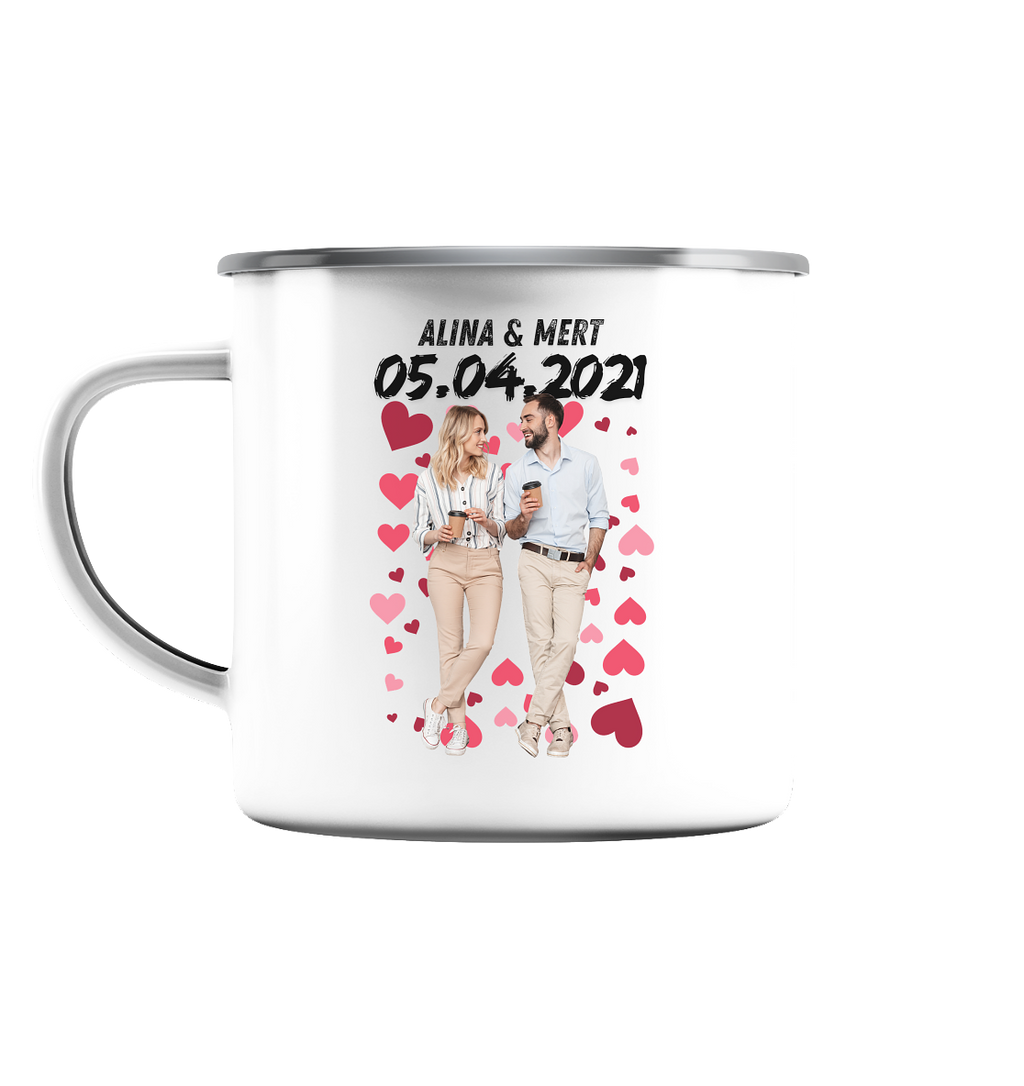 Voller Liebe - personalisiert by HerzHenkel  - Emaille Tasse