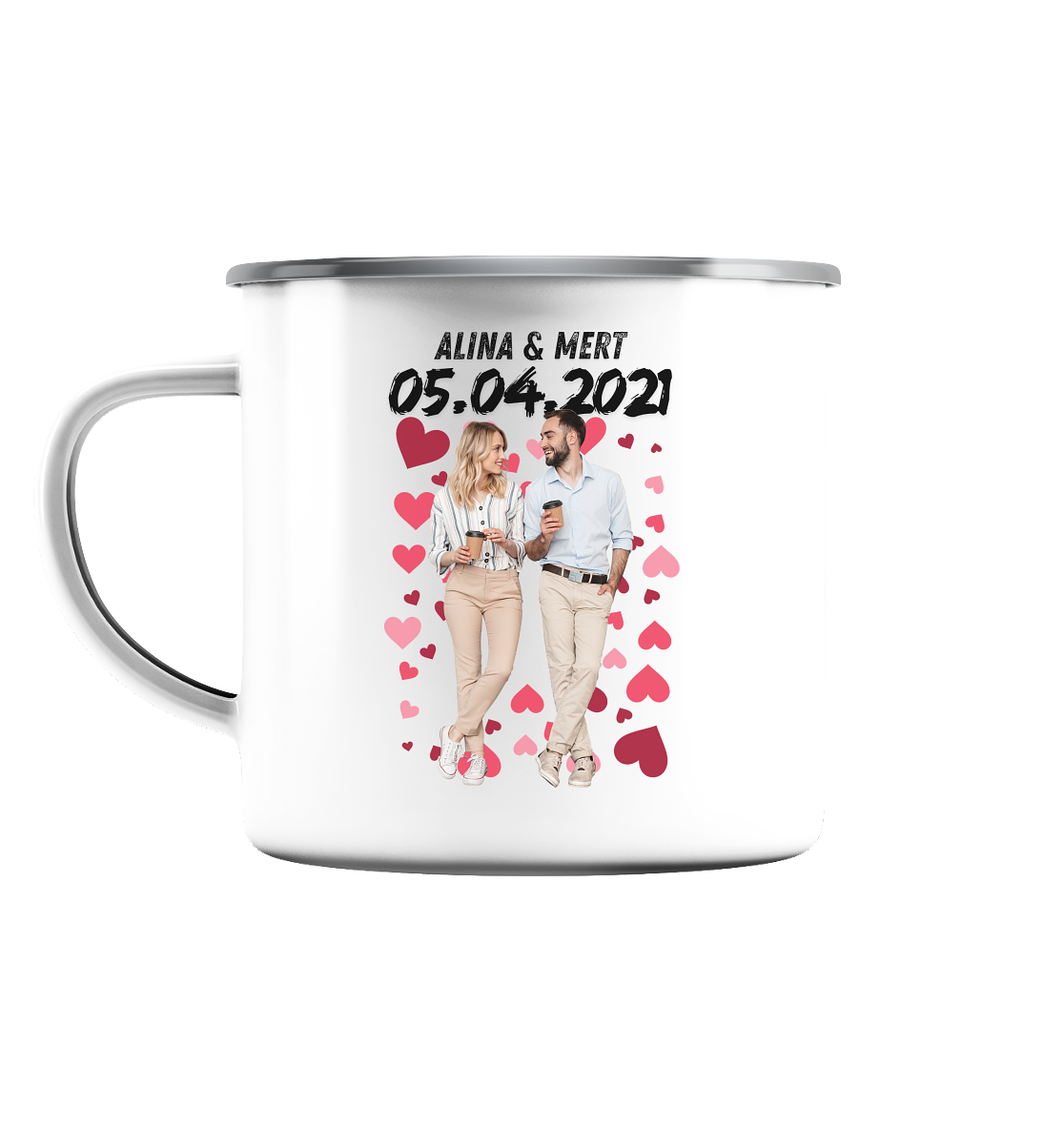 Voller Liebe - personalisiert by HerzHenkel  - Emaille Tasse