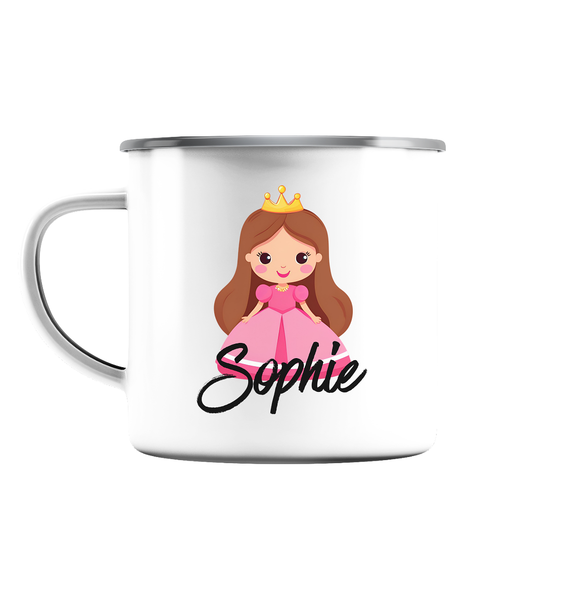 Prinzessin Tasse mit Name - Herzhenkel