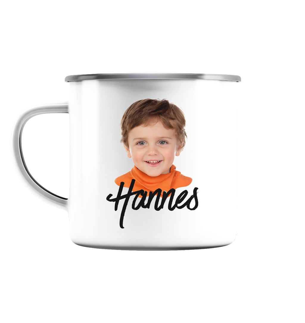 Kindertasse Name & Bild - Herzhenkel