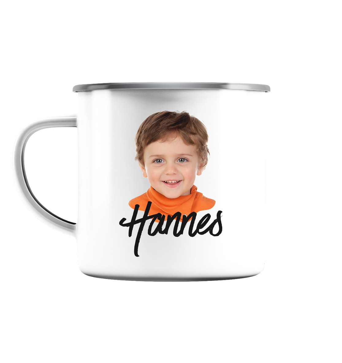 Kindertasse Name & Bild - Herzhenkel
