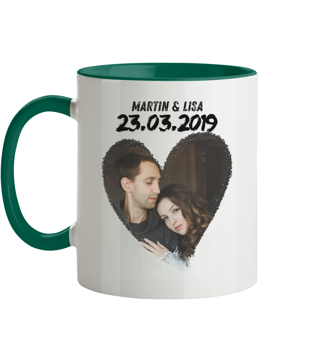 Herz Rahmen Tasse - personalisiert  - Tasse zweifarbig