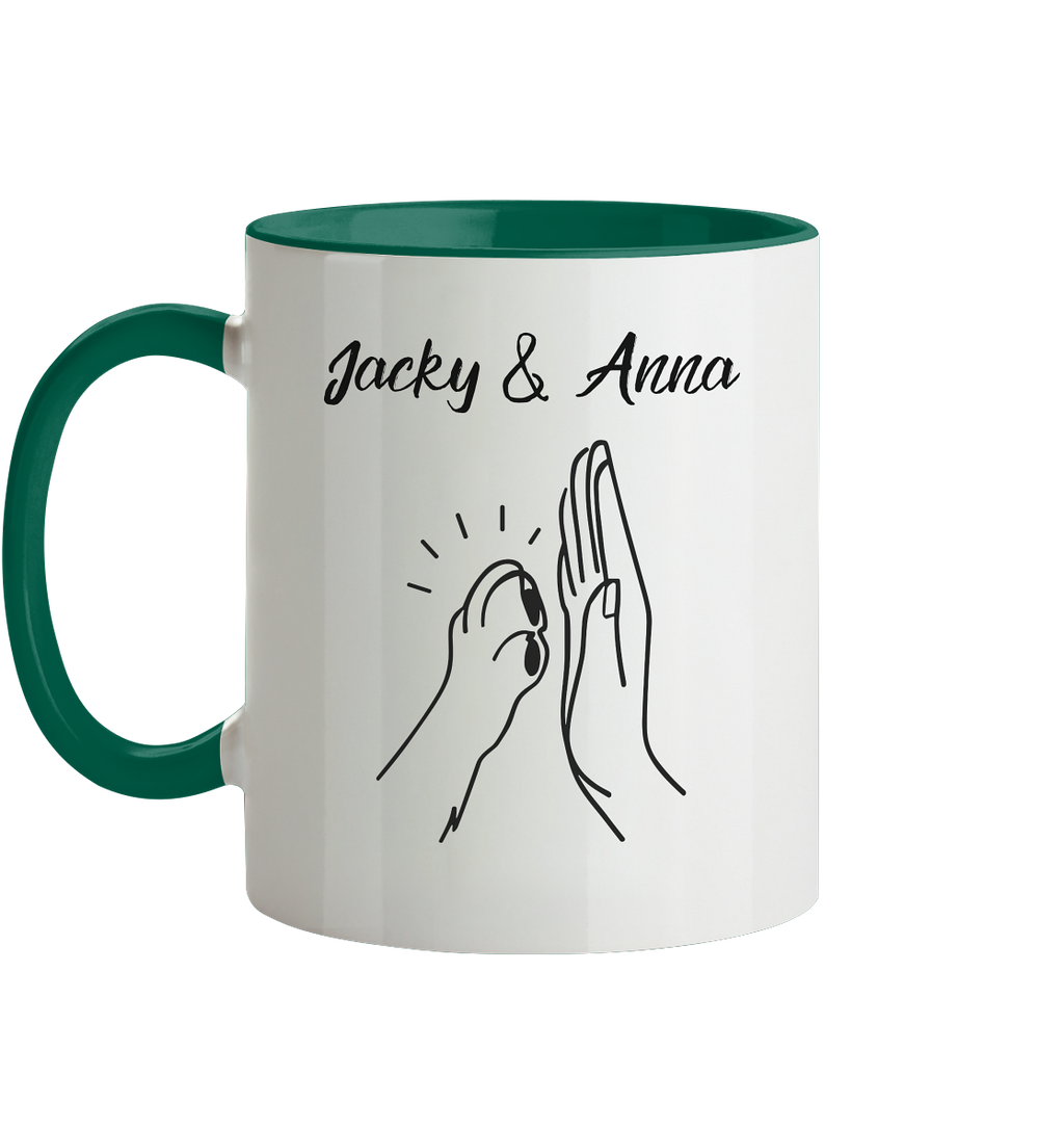 Pfote & Hand Tasse - zweifarbig