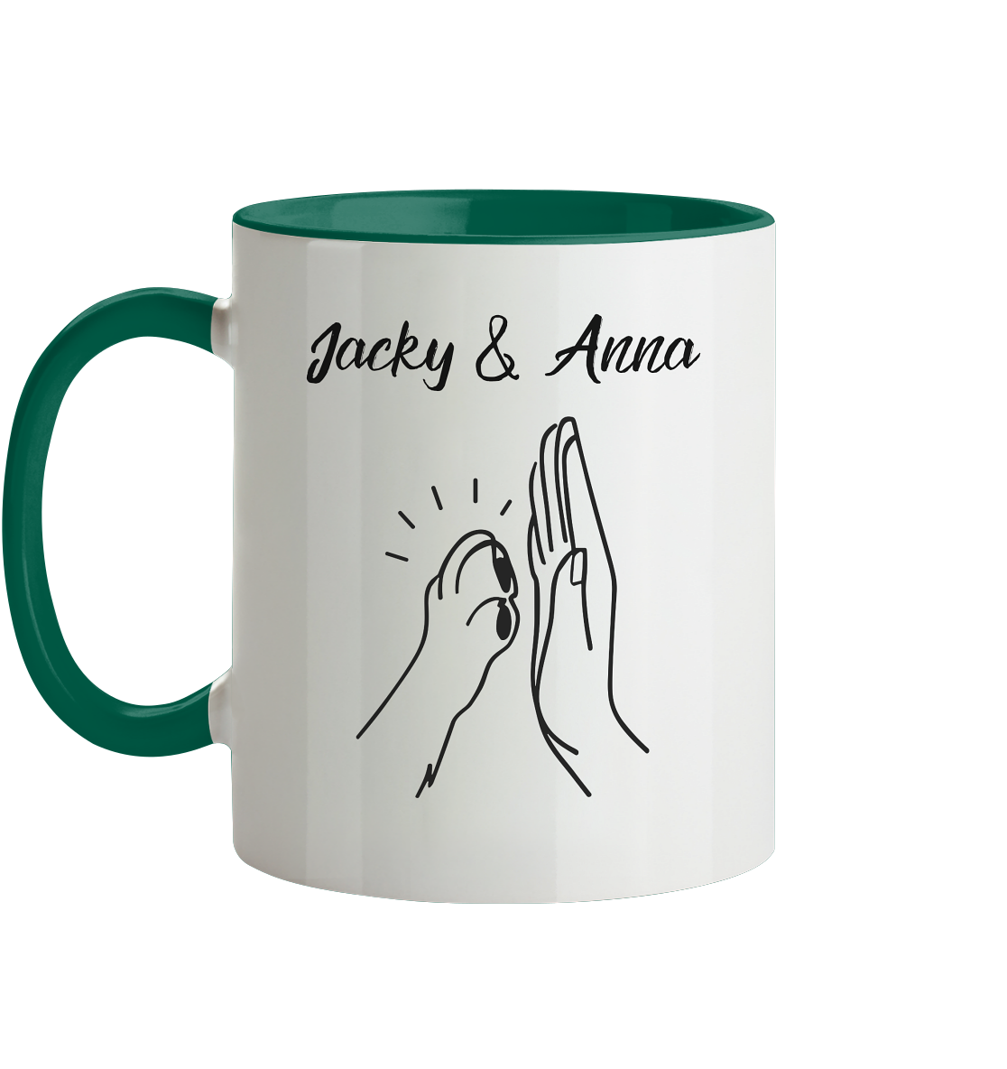 Pfote & Hand Tasse - zweifarbig