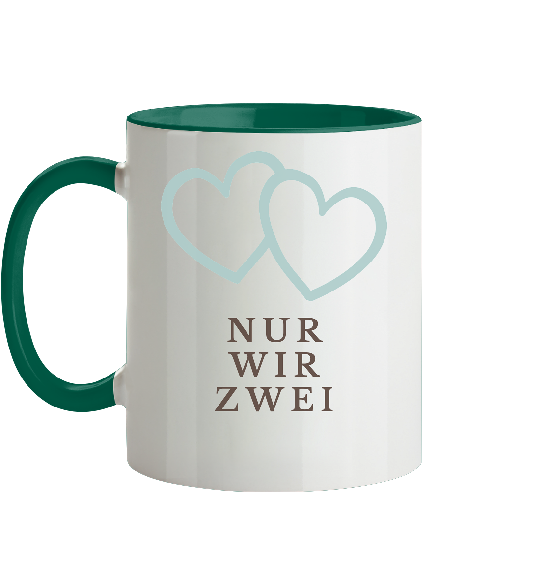 Nur wir zwei Tasse zweifarbig - Herzhenkel