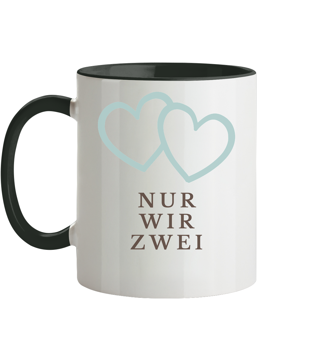 Nur wir zwei Tasse zweifarbig - Herzhenkel