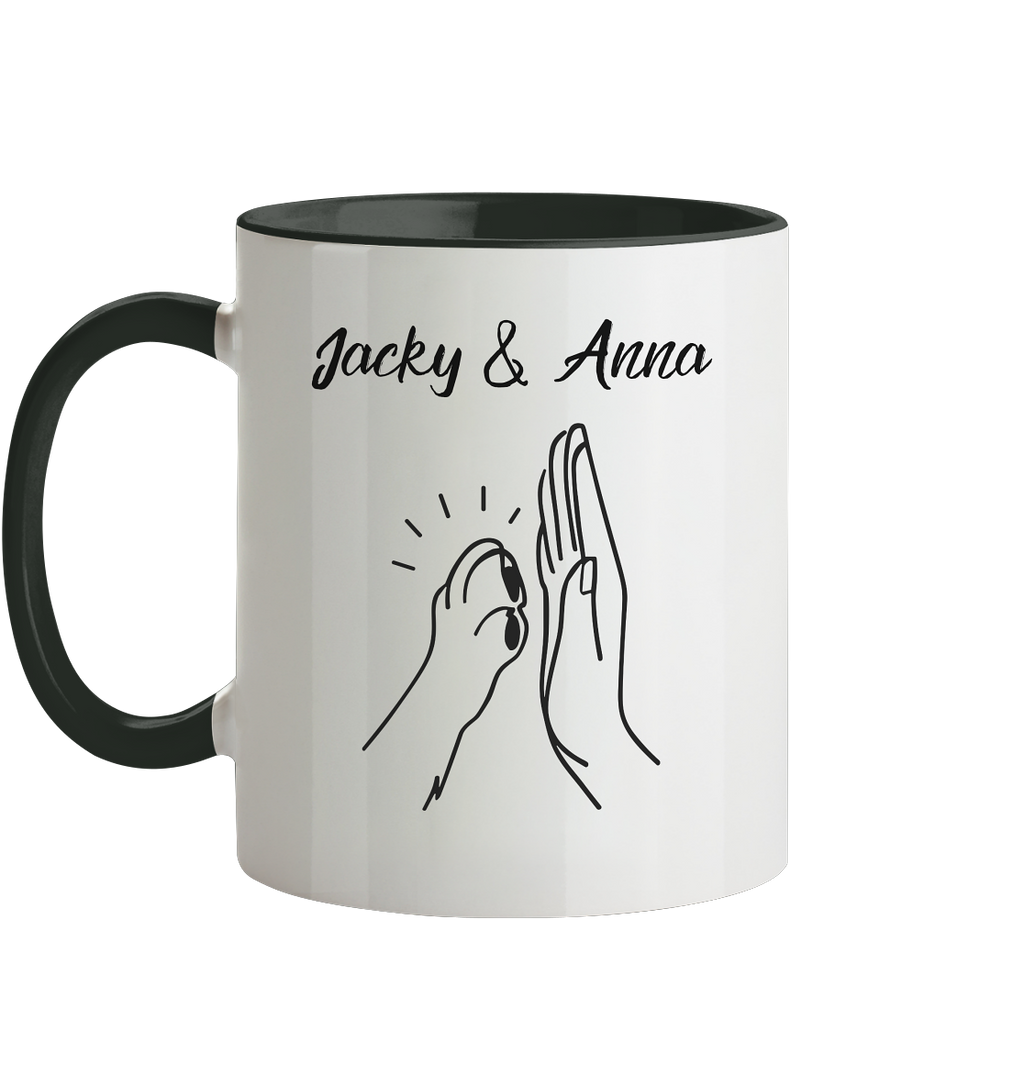 Pfote & Hand Tasse - zweifarbig