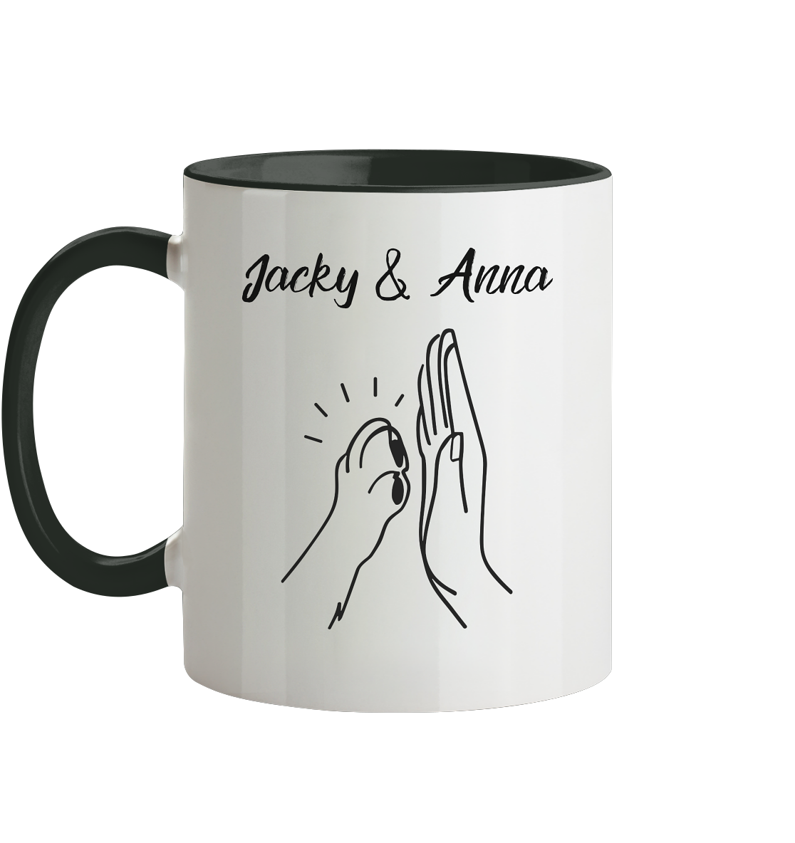 Pfote & Hand Tasse - zweifarbig