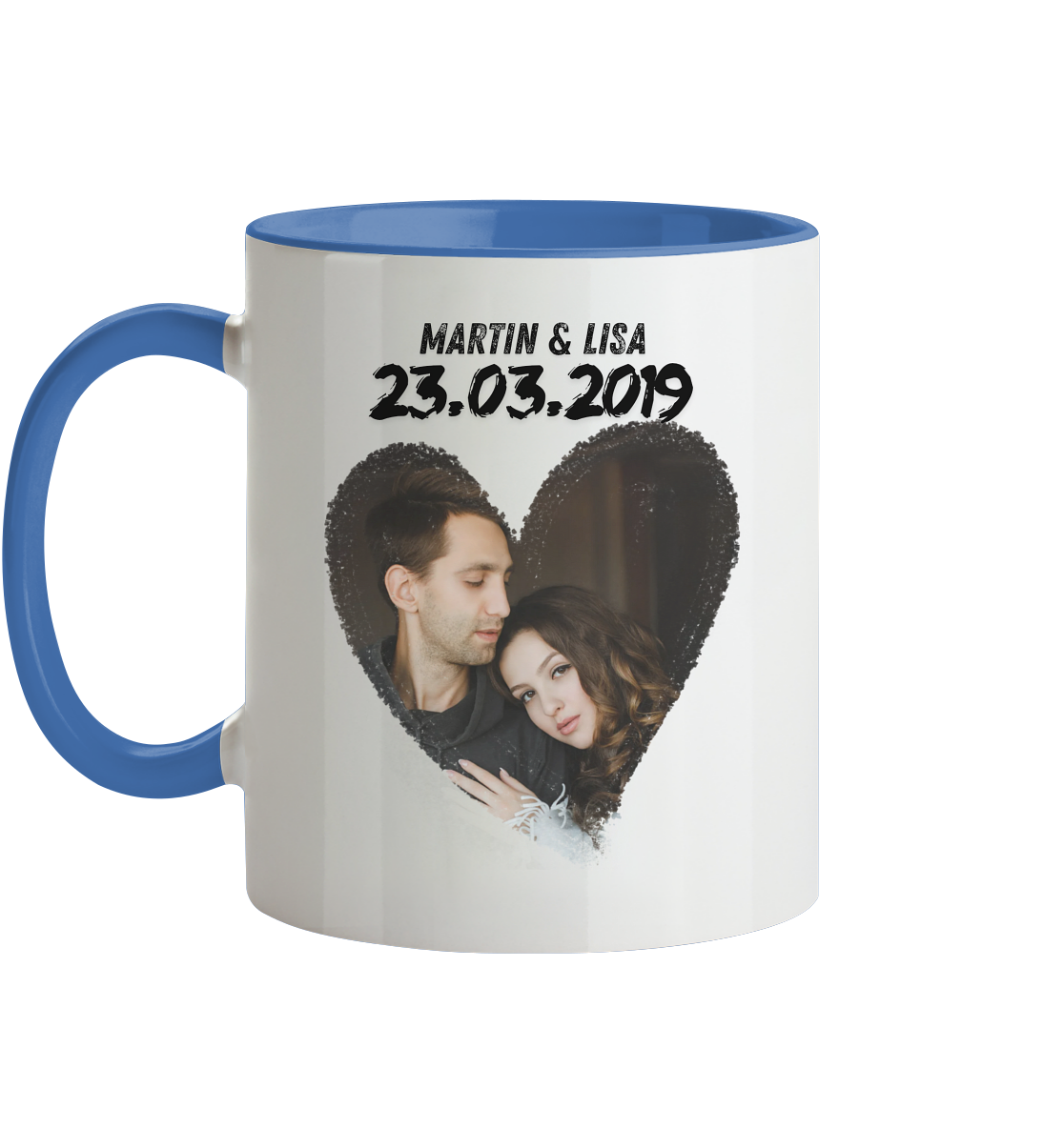 Herz Rahmen Tasse - personalisiert  - Tasse zweifarbig