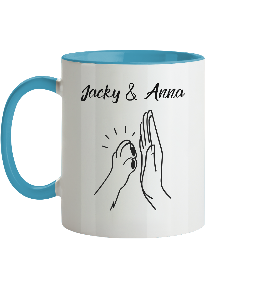 Pfote & Hand Tasse - zweifarbig