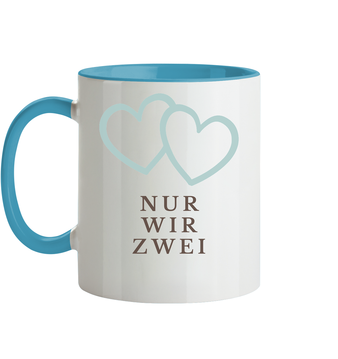 Nur wir zwei Tasse zweifarbig - Herzhenkel