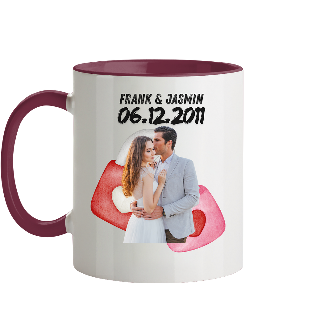 Liebesschloss Tasse - personalisiert by HerzHenkel  - Zweifarbig