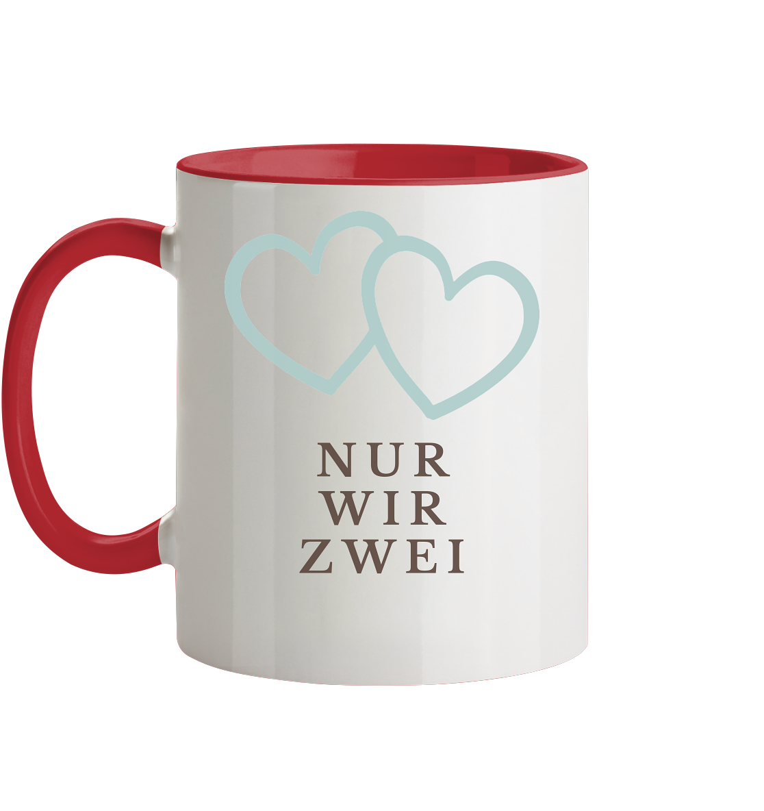 Nur wir zwei Tasse zweifarbig - Herzhenkel