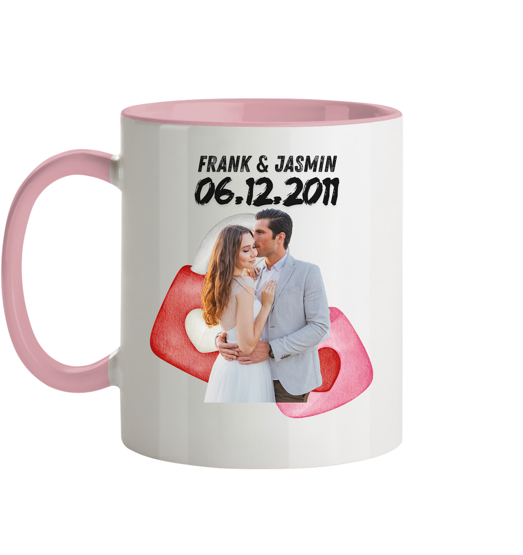 Liebesschloss Tasse - personalisiert by HerzHenkel  - Zweifarbig