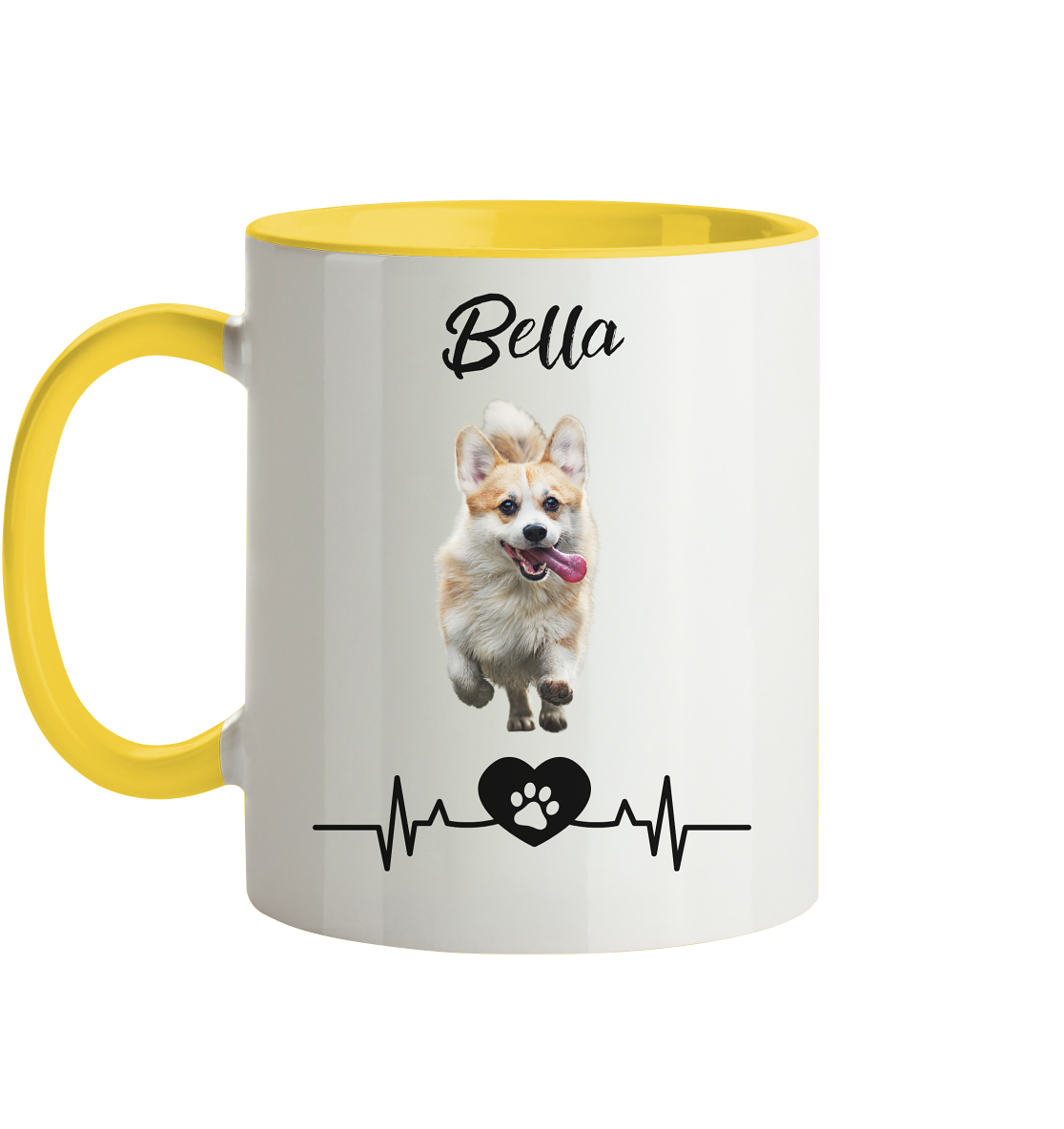 Pfoten Herzschlag Tasse - zweifarbig