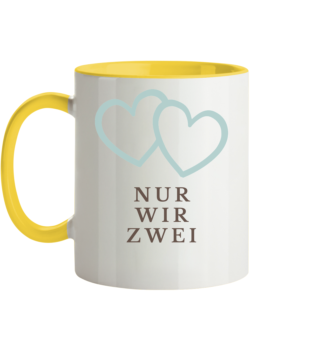 Nur wir zwei Tasse zweifarbig - Herzhenkel