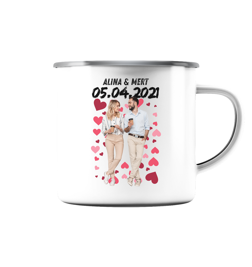 Voller Liebe - personalisiert by HerzHenkel  - Emaille Tasse