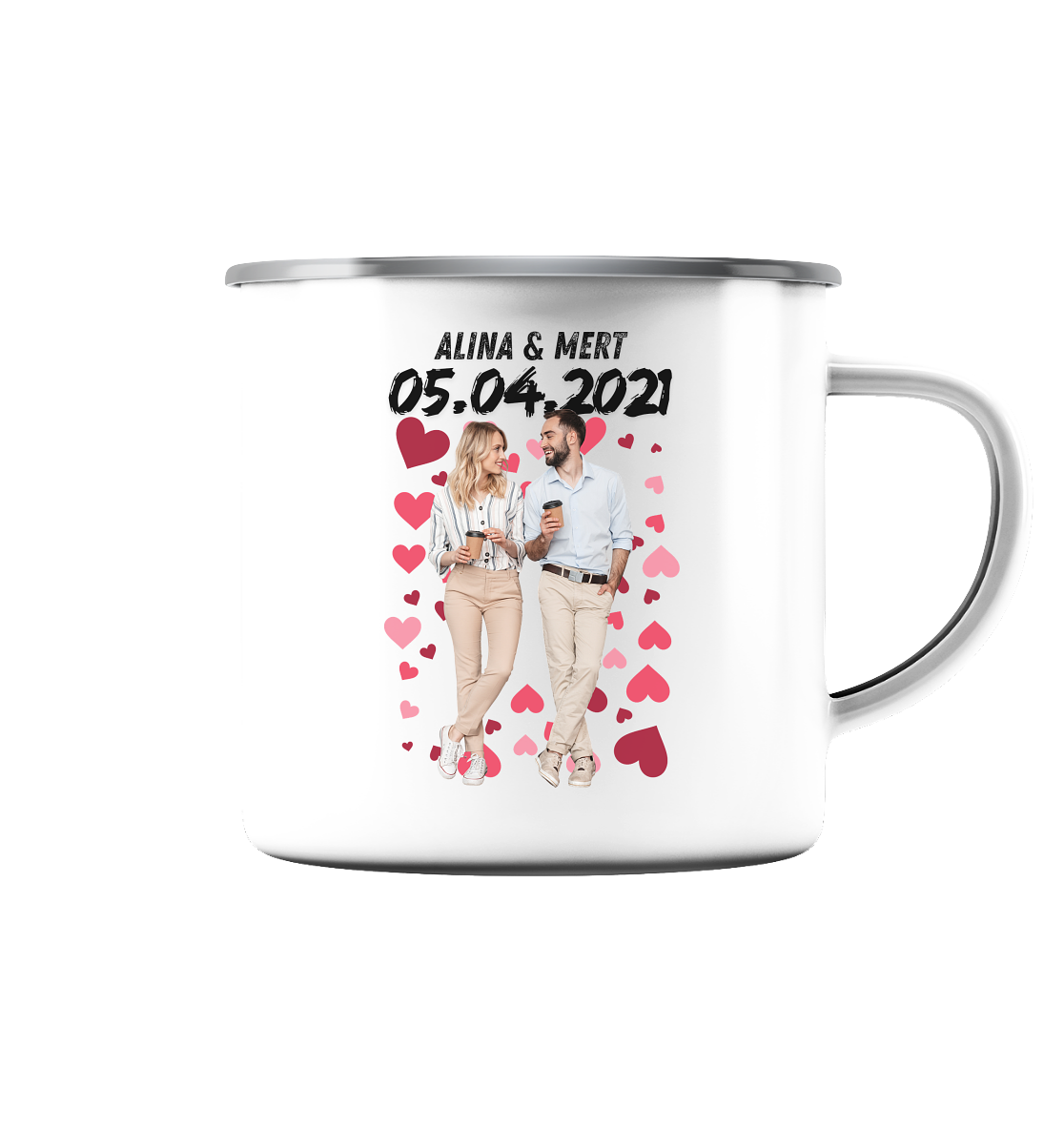 Voller Liebe - personalisiert by HerzHenkel  - Emaille Tasse