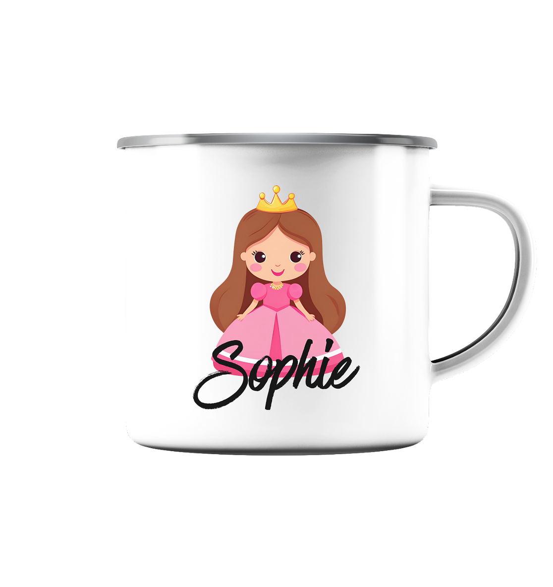 Prinzessin Tasse mit Name - Herzhenkel