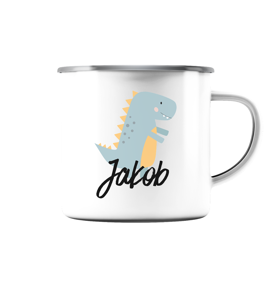 Dino Tasse mit Name - Herzhenkel
