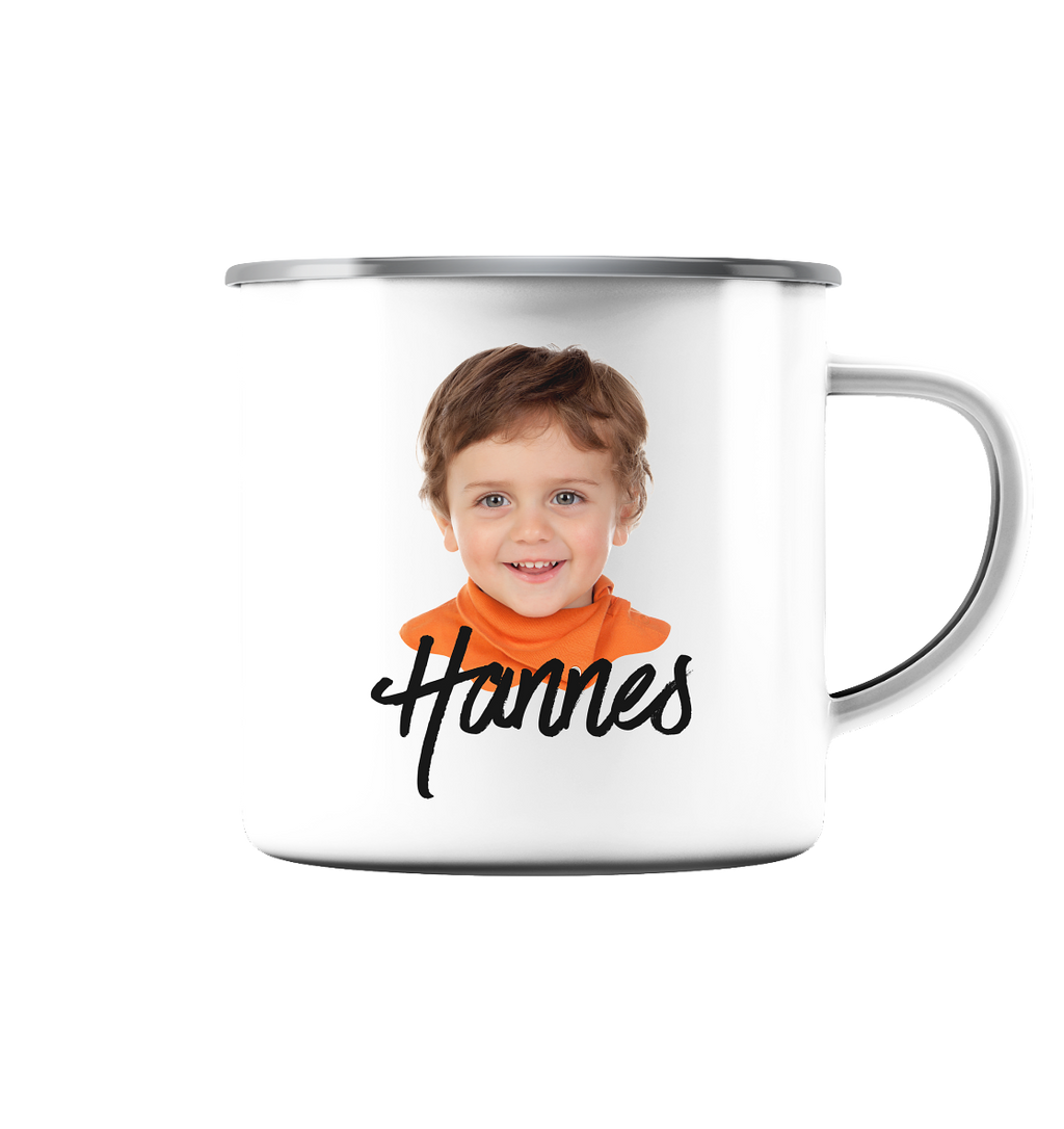 Kindertasse Name & Bild - Herzhenkel