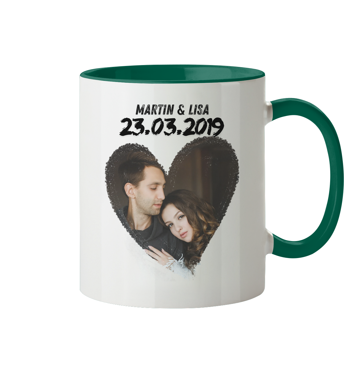 Herz Rahmen Tasse - personalisiert  - Tasse zweifarbig