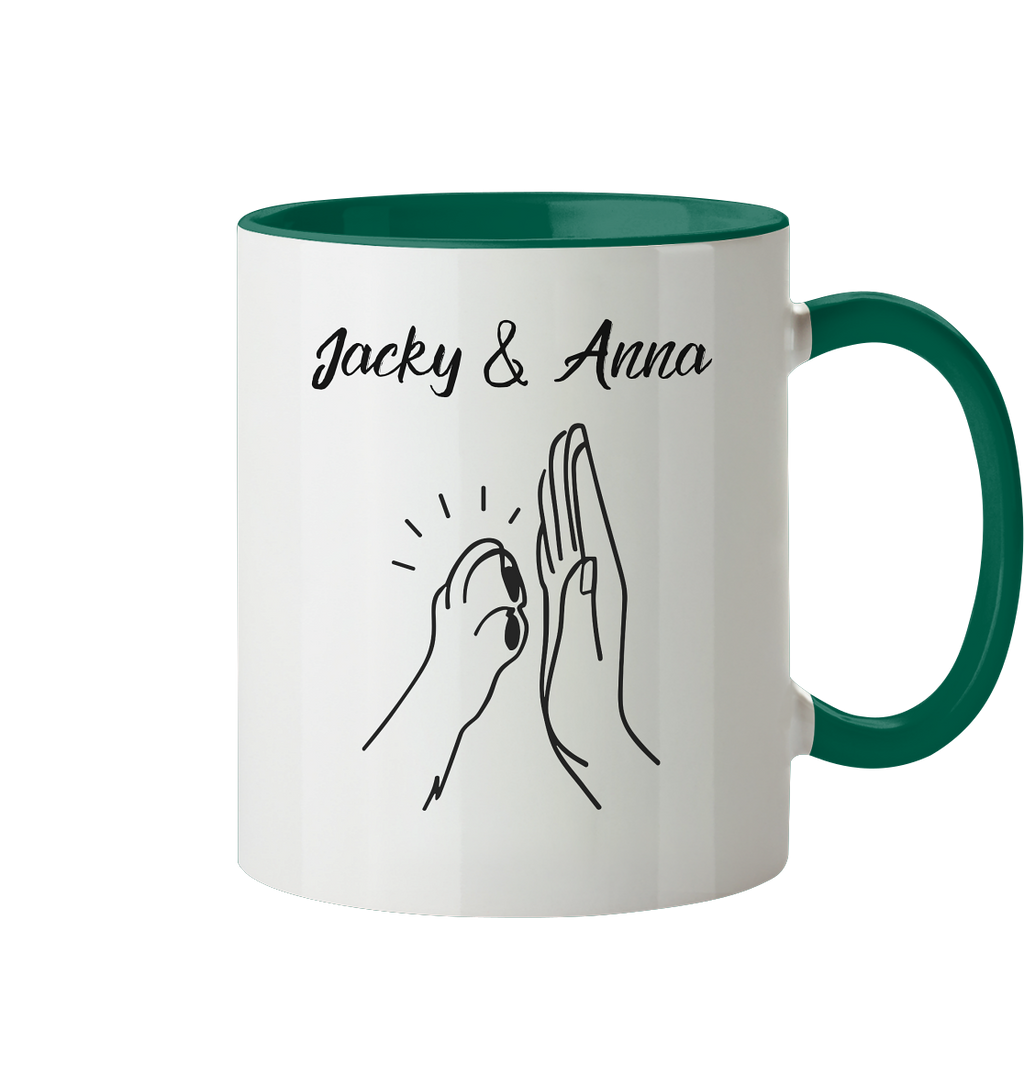 Pfote & Hand Tasse - zweifarbig