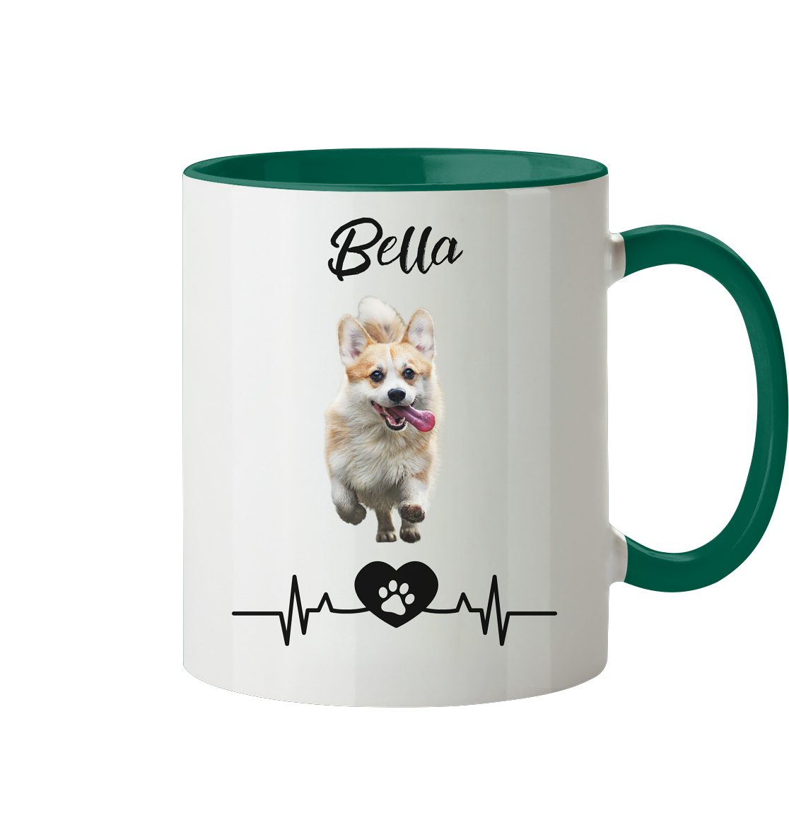 Pfoten Herzschlag Tasse - zweifarbig