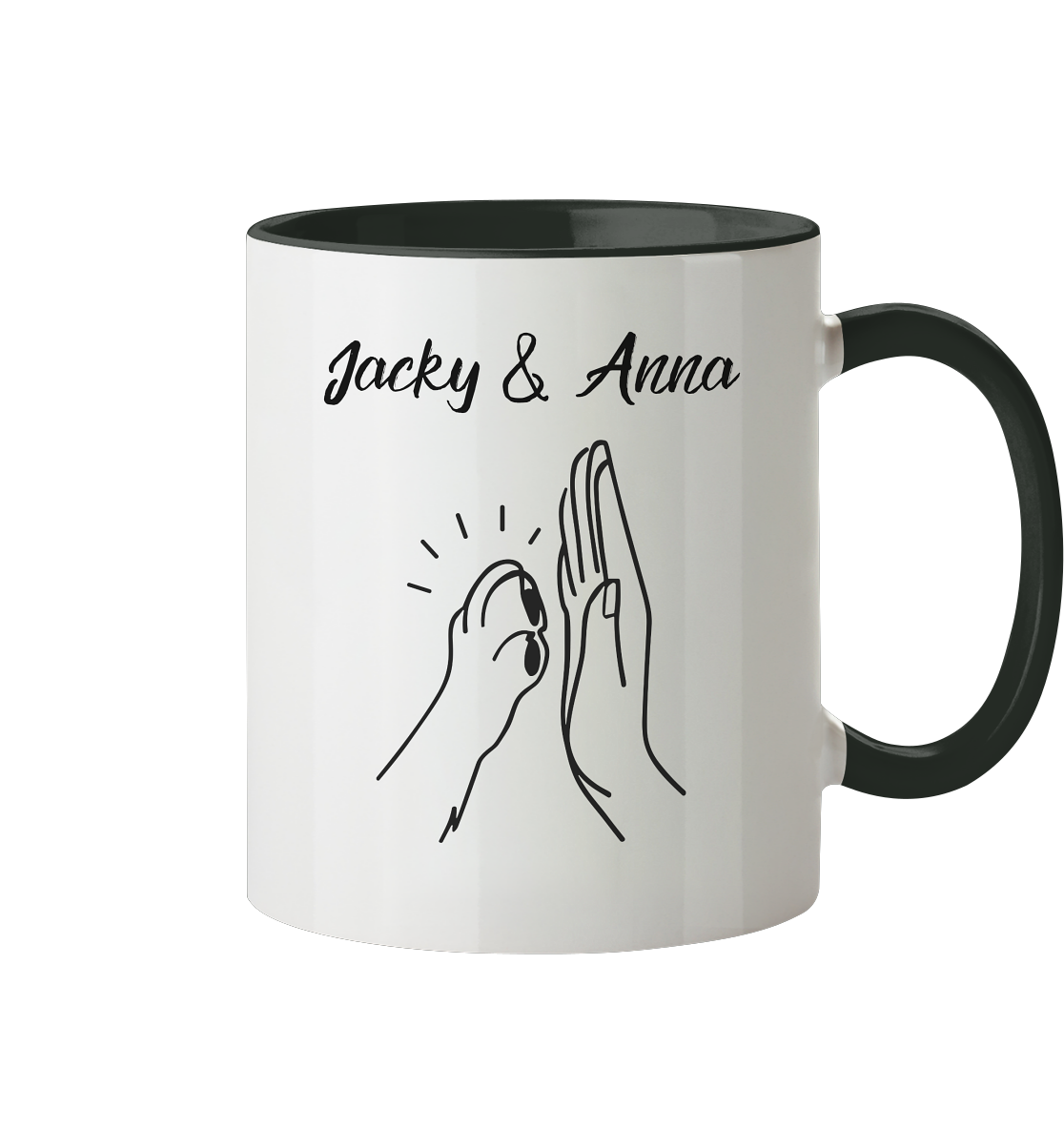 Pfote & Hand Tasse - zweifarbig