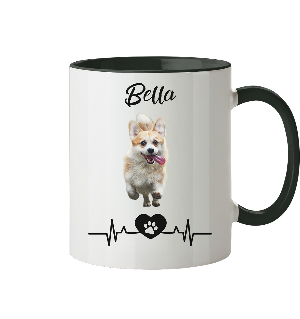 Pfoten Herzschlag Tasse - zweifarbig