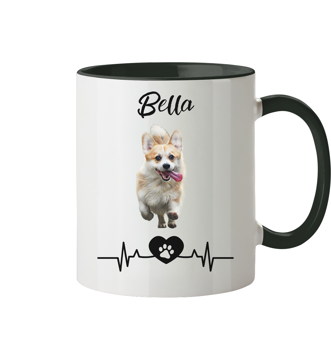 Pfoten Herzschlag Tasse - zweifarbig