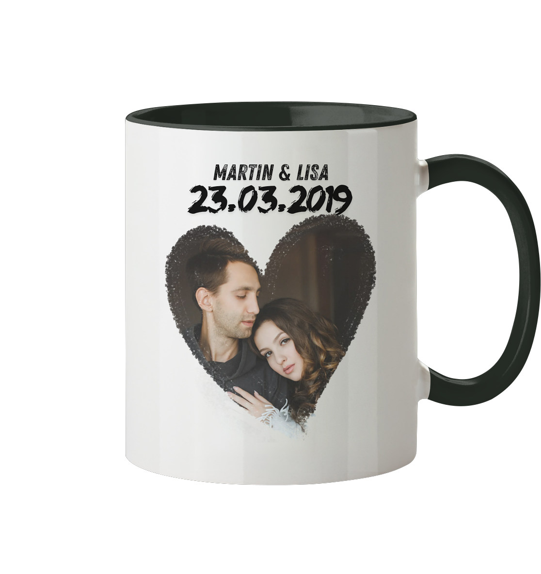Herz Rahmen Tasse - personalisiert  - Tasse zweifarbig