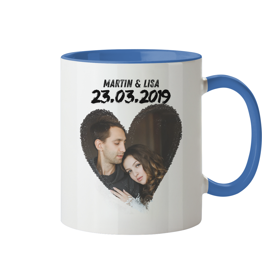 Herz Rahmen Tasse - personalisiert  - Tasse zweifarbig