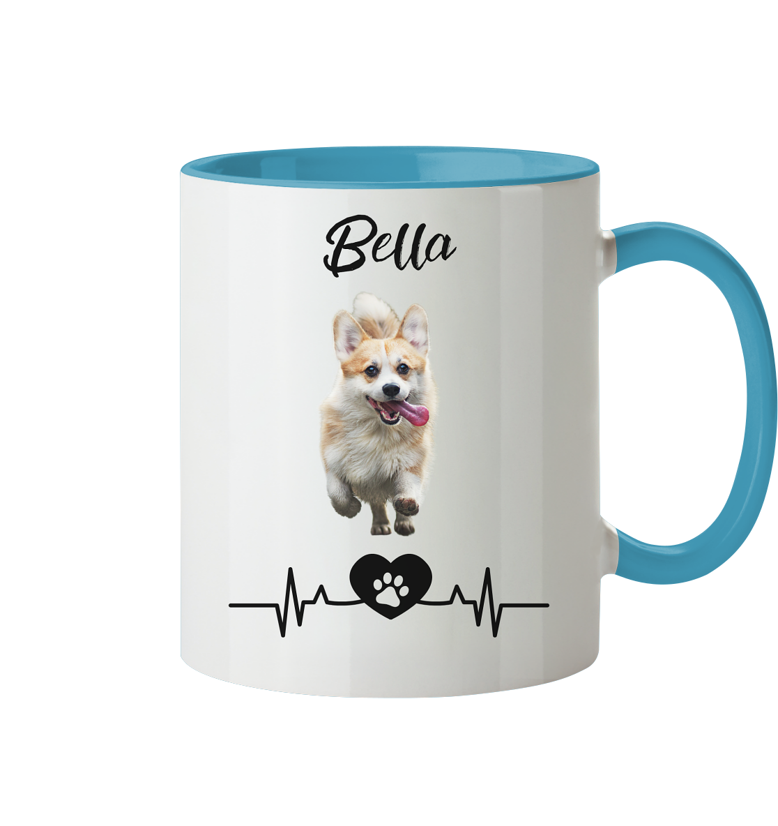 Pfoten Herzschlag Tasse - zweifarbig