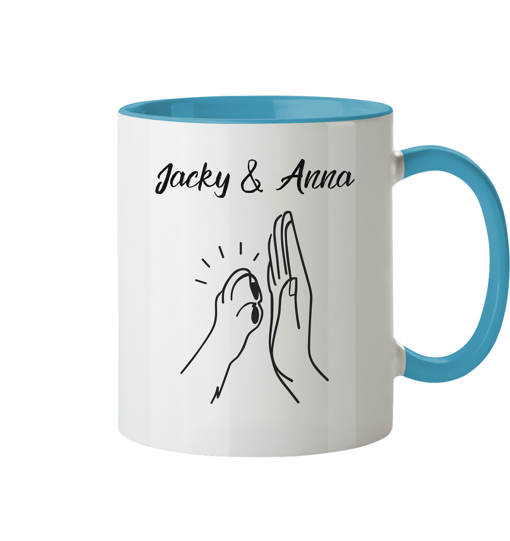 Pfote & Hand Tasse - zweifarbig
