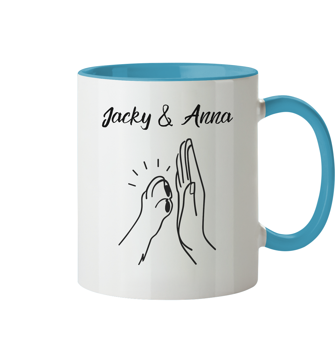 Pfote & Hand Tasse - zweifarbig