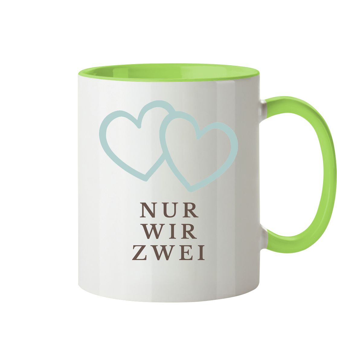 Nur wir zwei Tasse zweifarbig - Herzhenkel