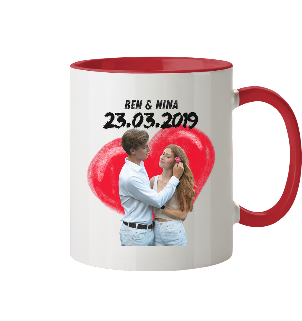 Herz Rot Tasse - zweifarbig  personalisiert by HerzHenkel