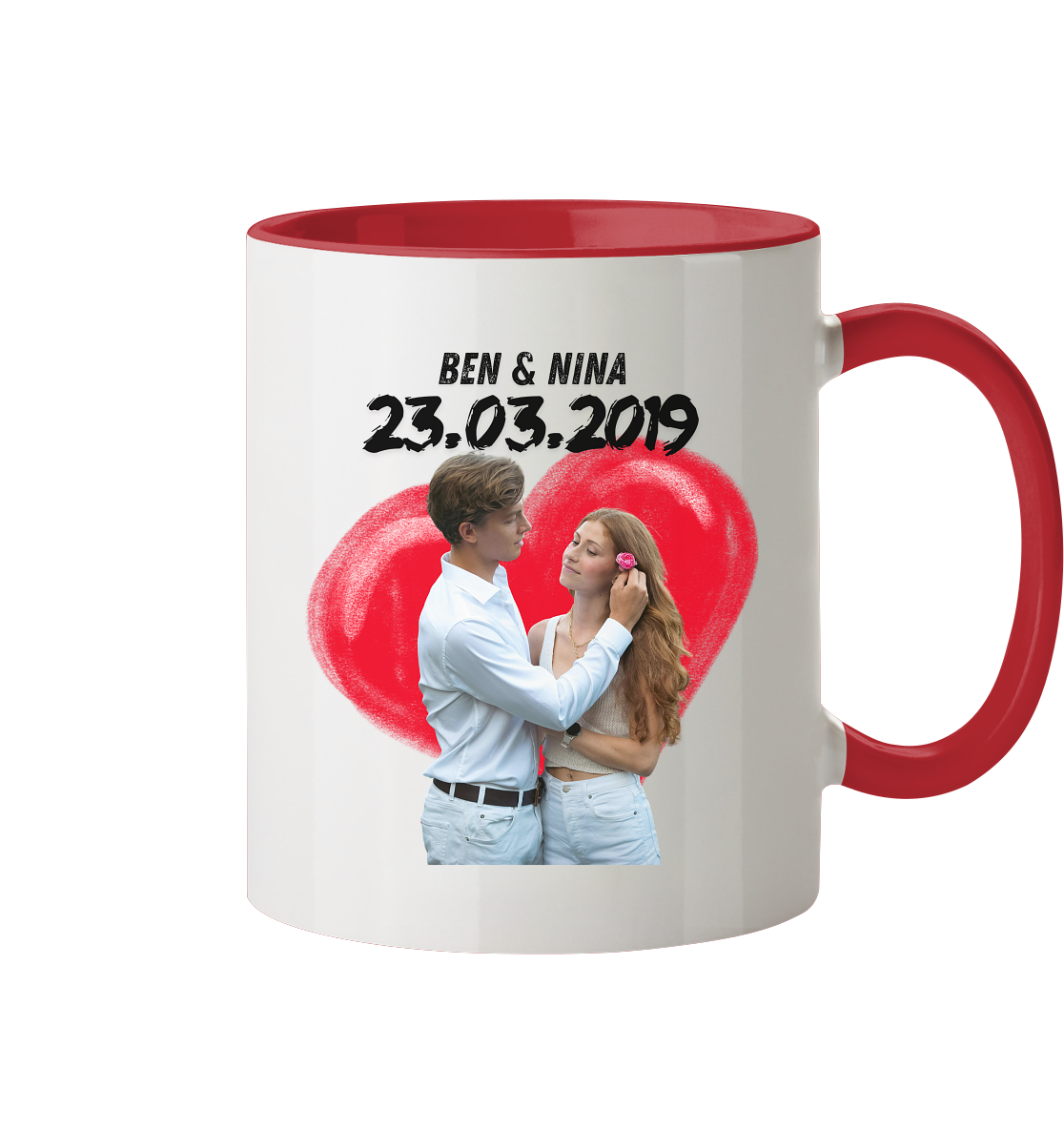 Herz Rot Tasse - zweifarbig  personalisiert by HerzHenkel