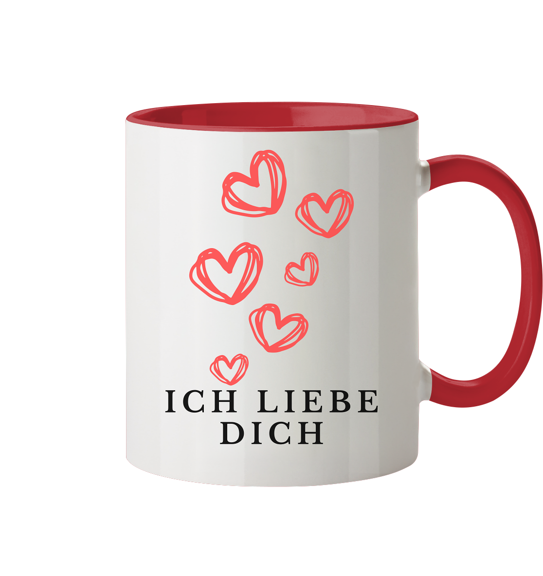 Ich Liebe Dich Tasse - Herzhenkel© - Tasse zweifarbig