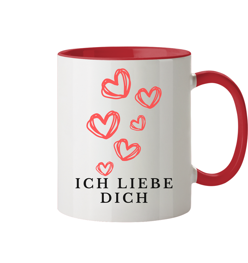 Ich Liebe Dich Tasse - Herzhenkel© - Tasse zweifarbig