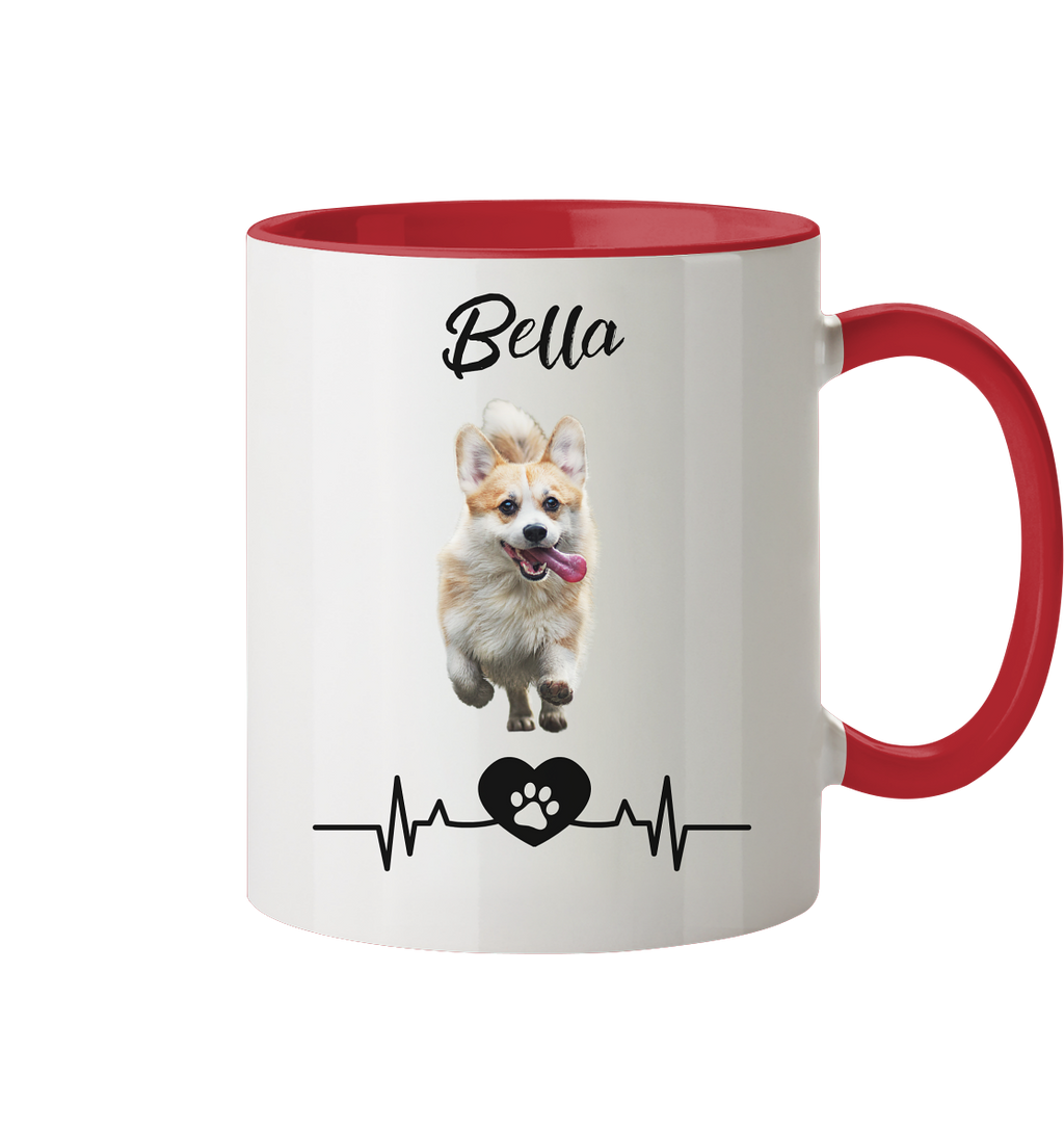 Pfoten Herzschlag Tasse - zweifarbig