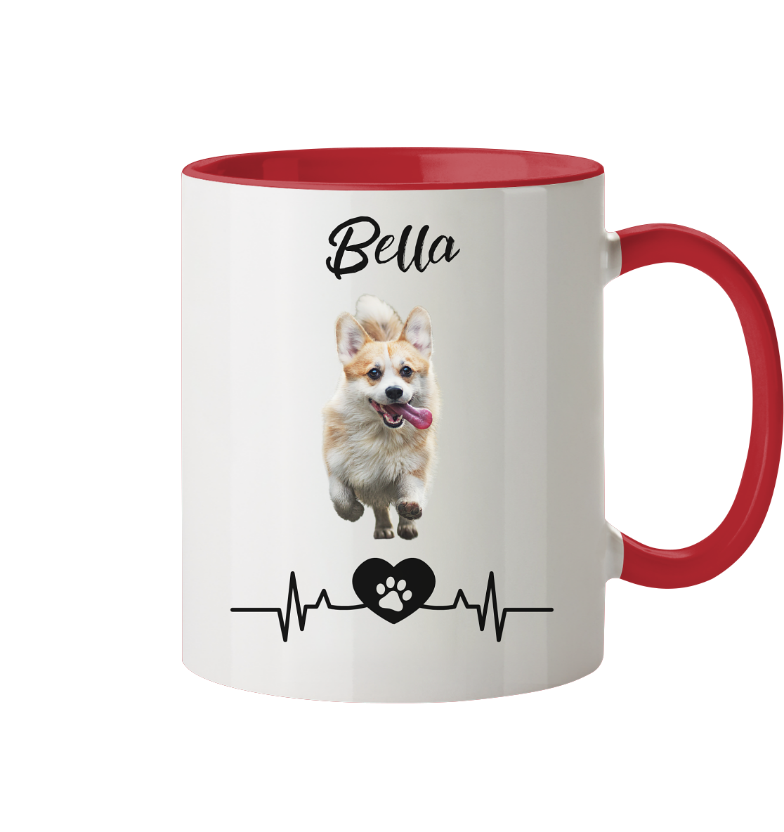 Pfoten Herzschlag Tasse - zweifarbig