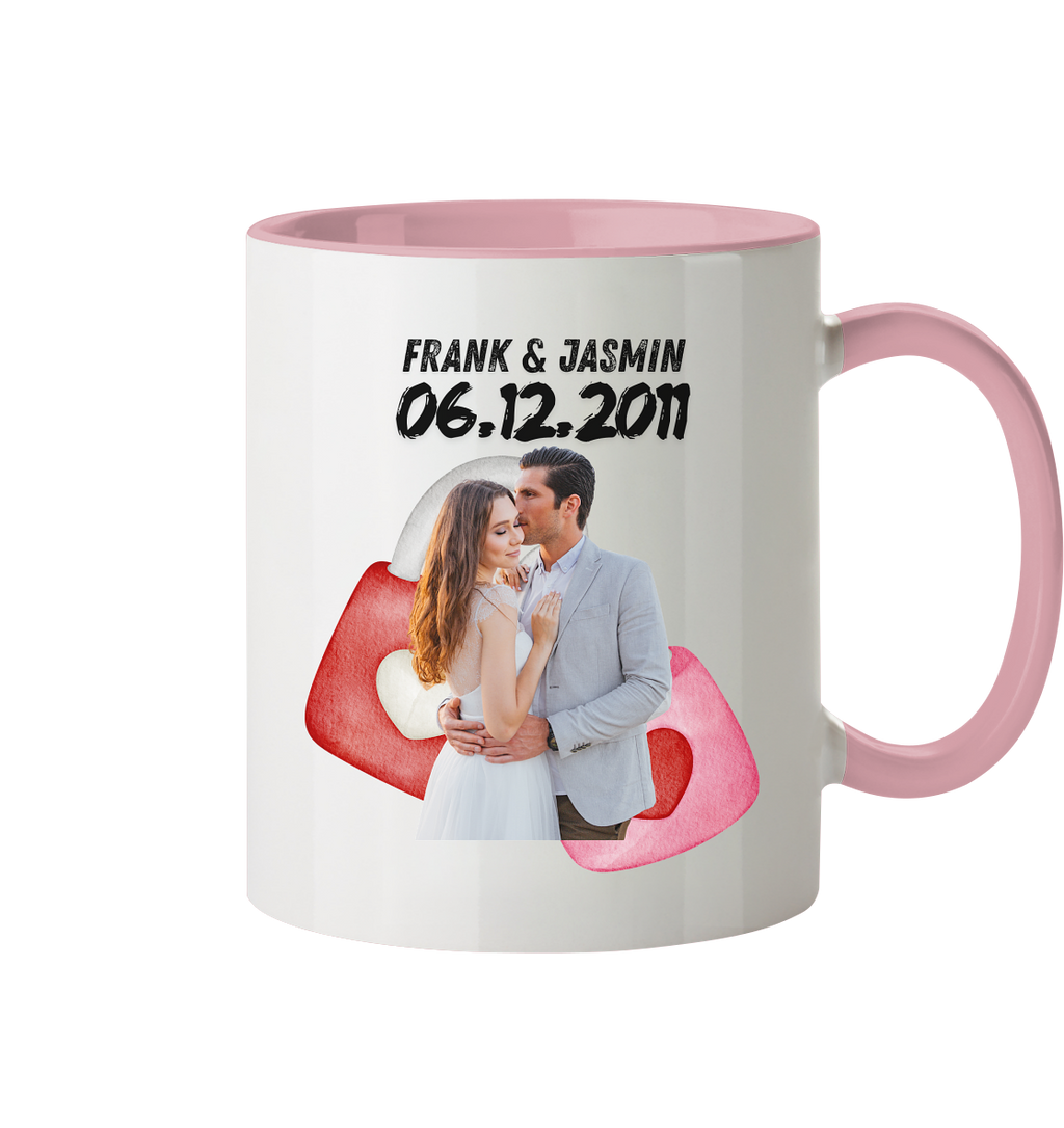 Liebesschloss Tasse - personalisiert by HerzHenkel  - Zweifarbig