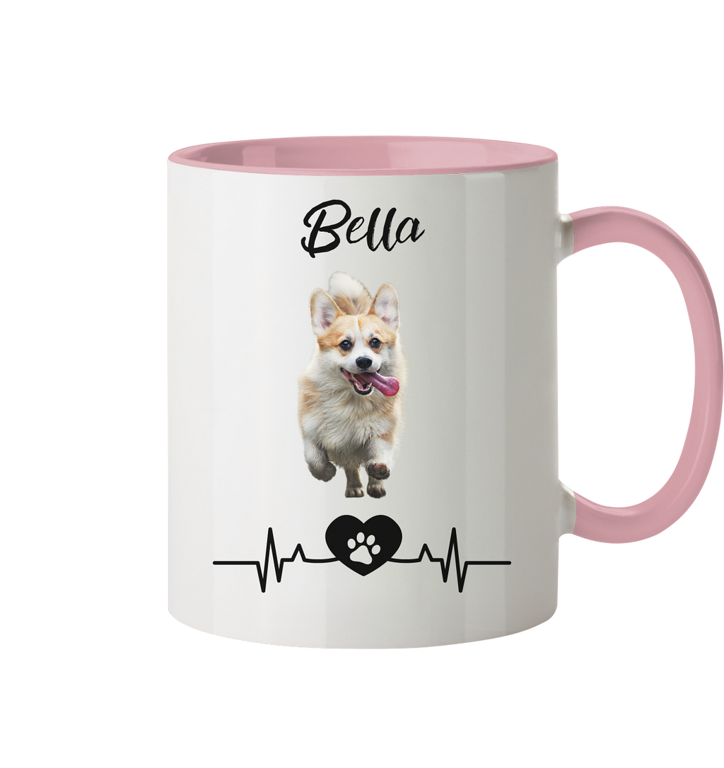 Pfoten Herzschlag Tasse - zweifarbig