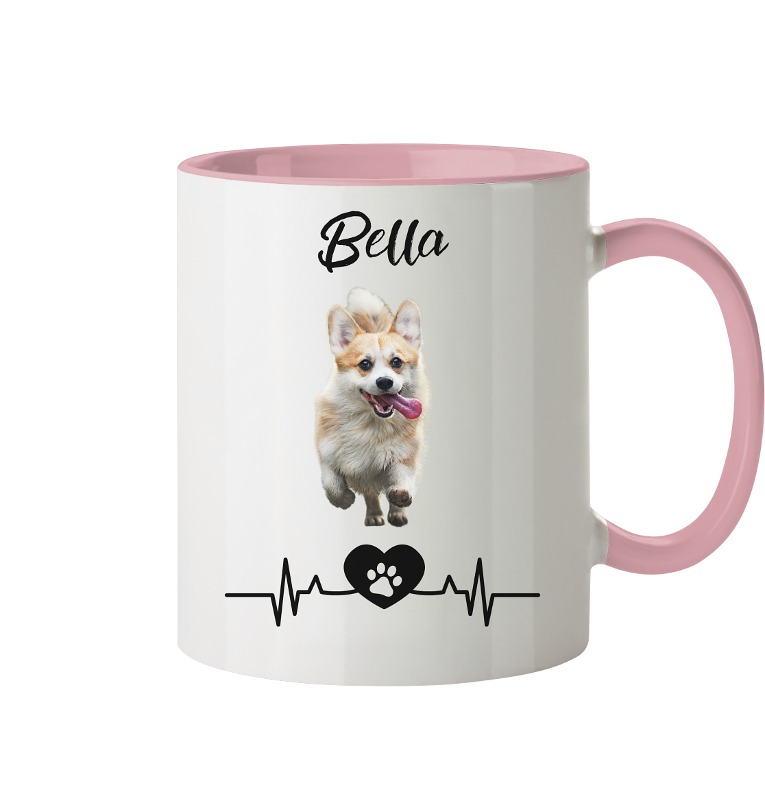 Pfoten Herzschlag Tasse - zweifarbig