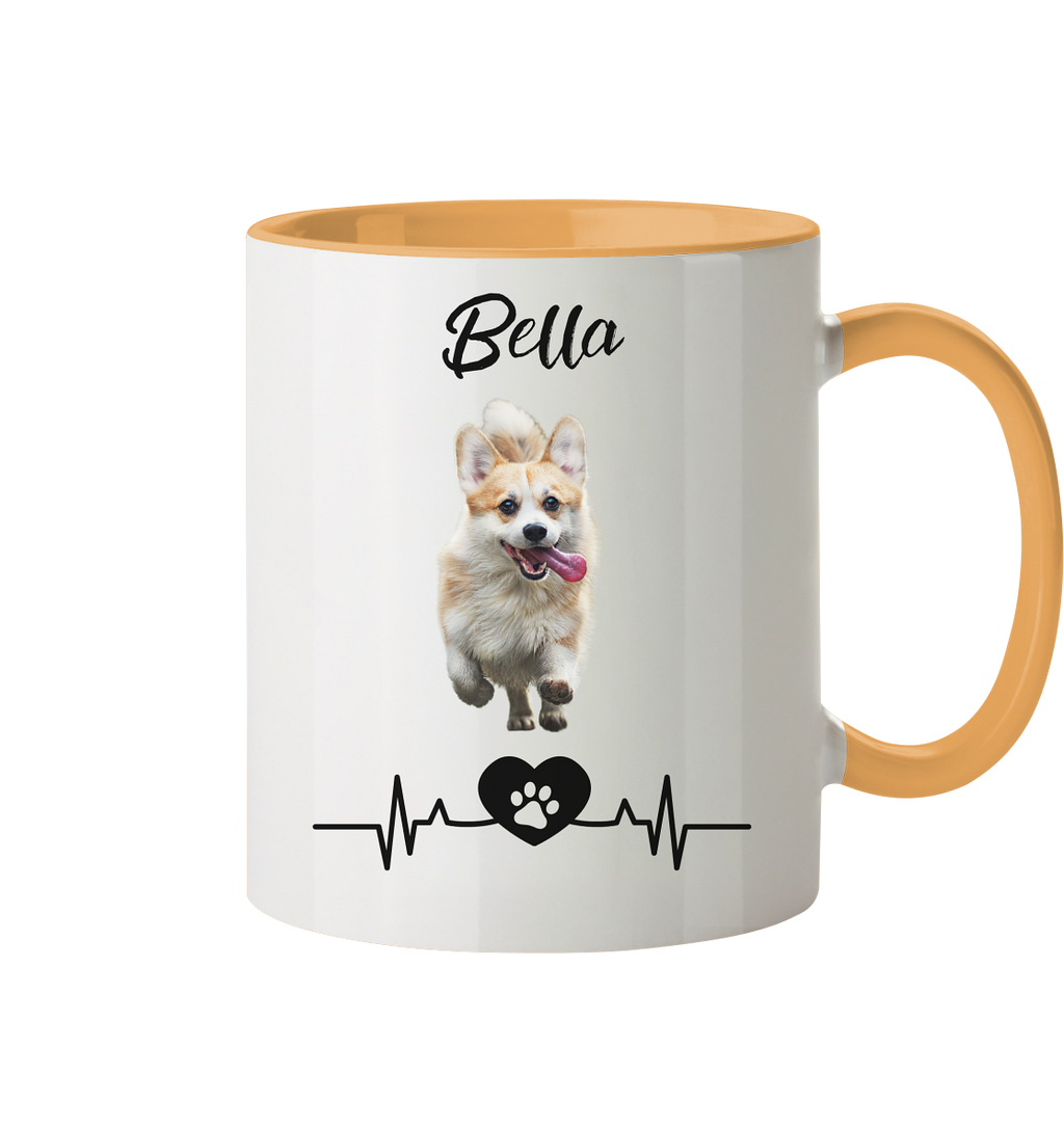 Pfoten Herzschlag Tasse - zweifarbig