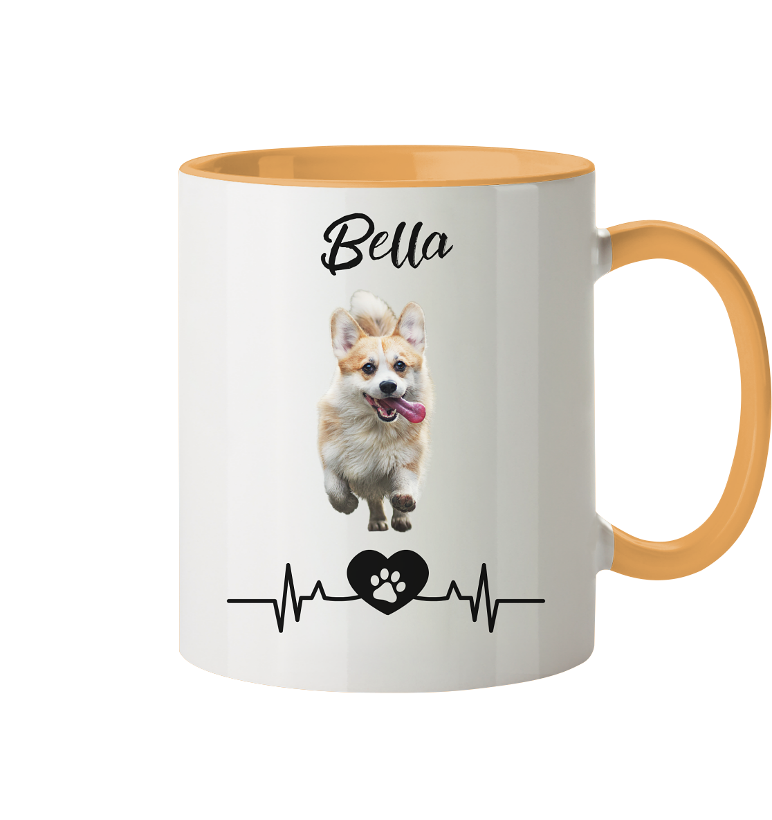 Pfoten Herzschlag Tasse - zweifarbig