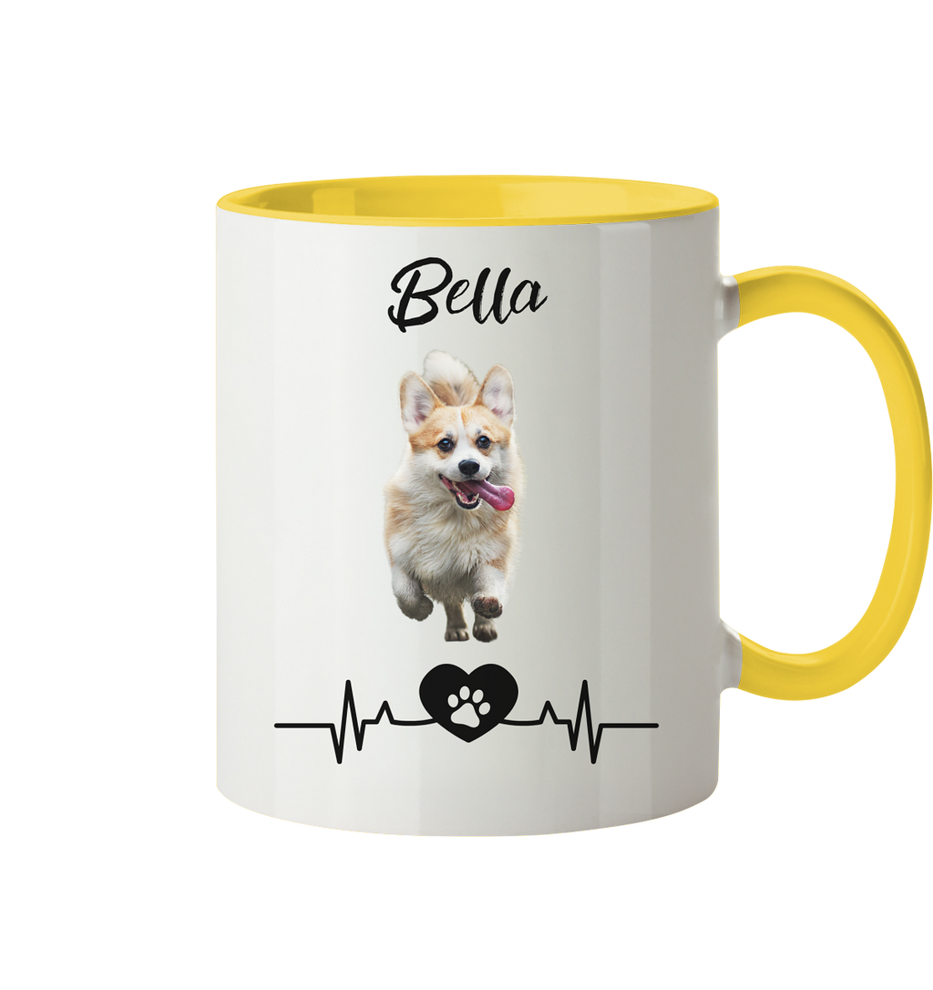 Pfoten Herzschlag Tasse - zweifarbig